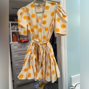 Rhode resort orange and tan mini dress with belt